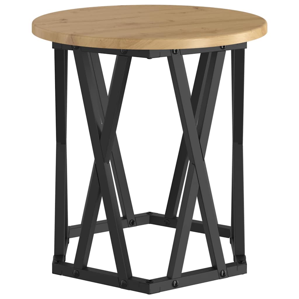 Side Table 2 pcs Artisan Oak Engineered Wood and Steel