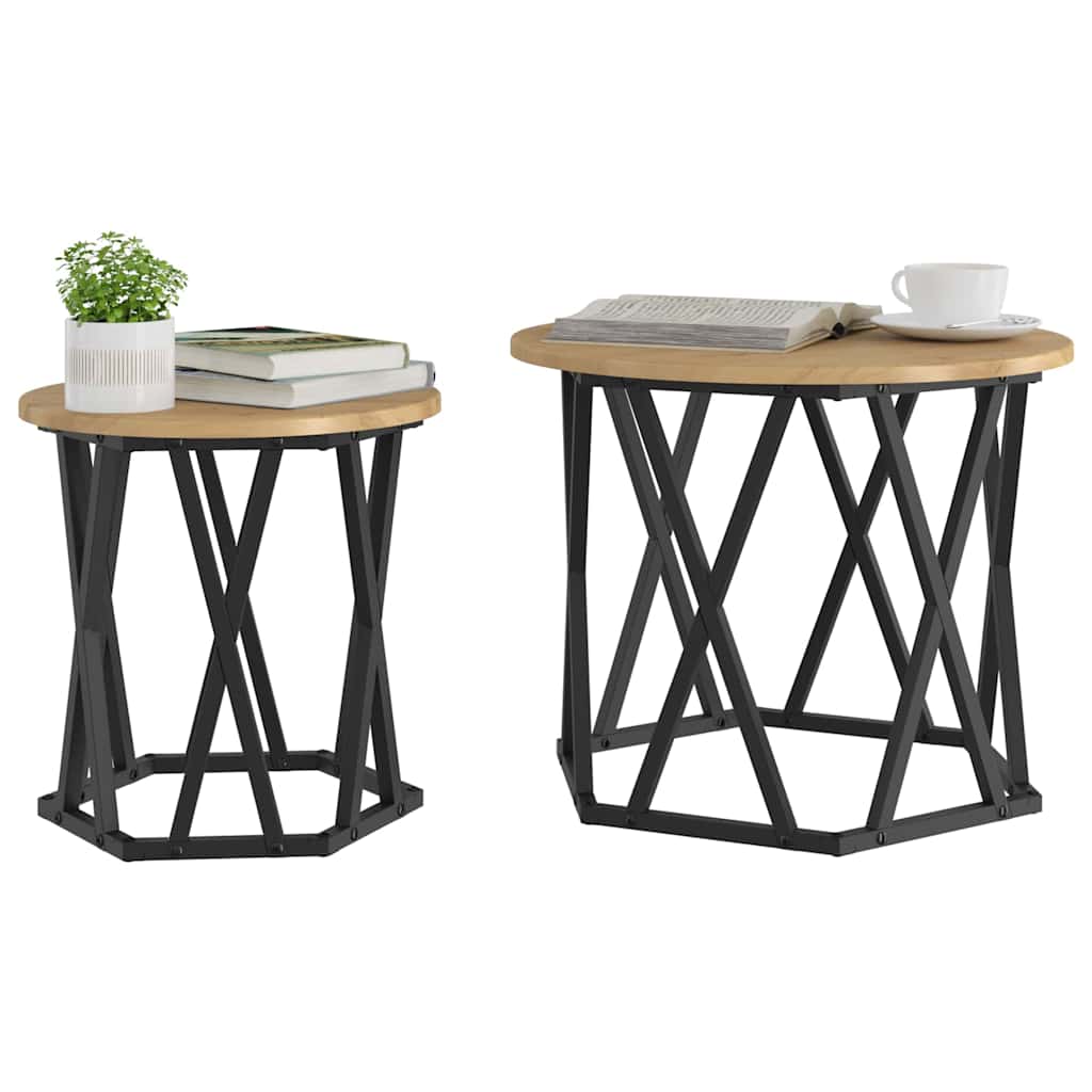 Side Table 2 pcs Artisan Oak Engineered Wood and Steel