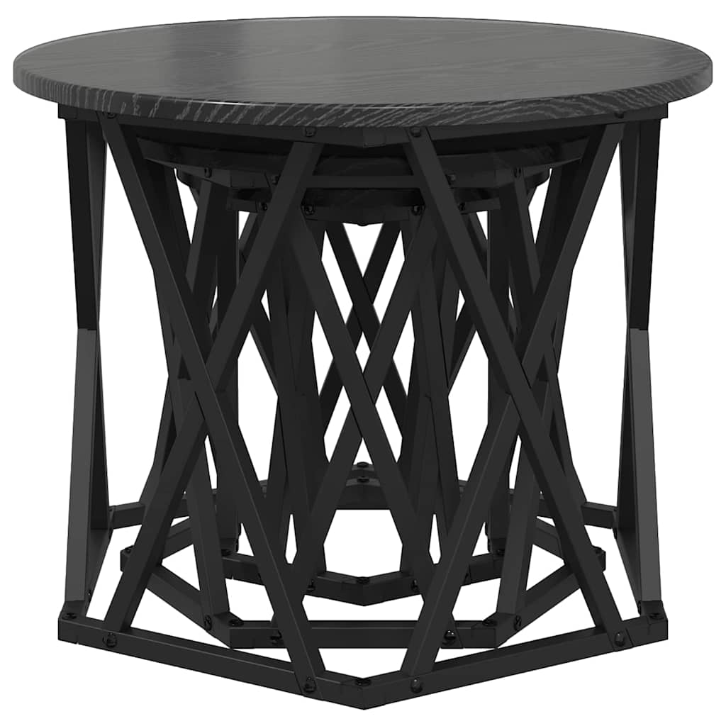 Nesting Side Table 3 pcs Black Oak Engineered Wood and Steel