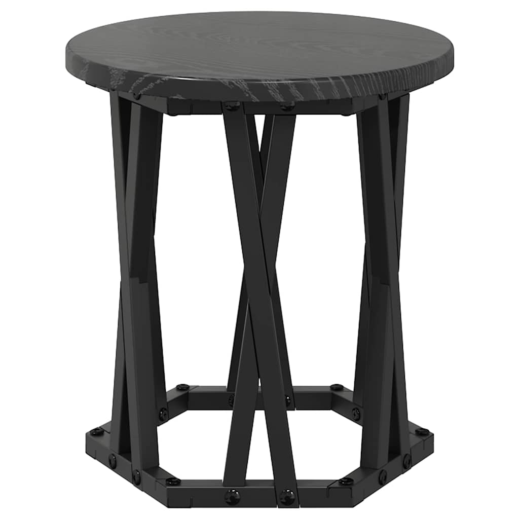 Nesting Side Table 3 pcs Black Oak Engineered Wood and Steel