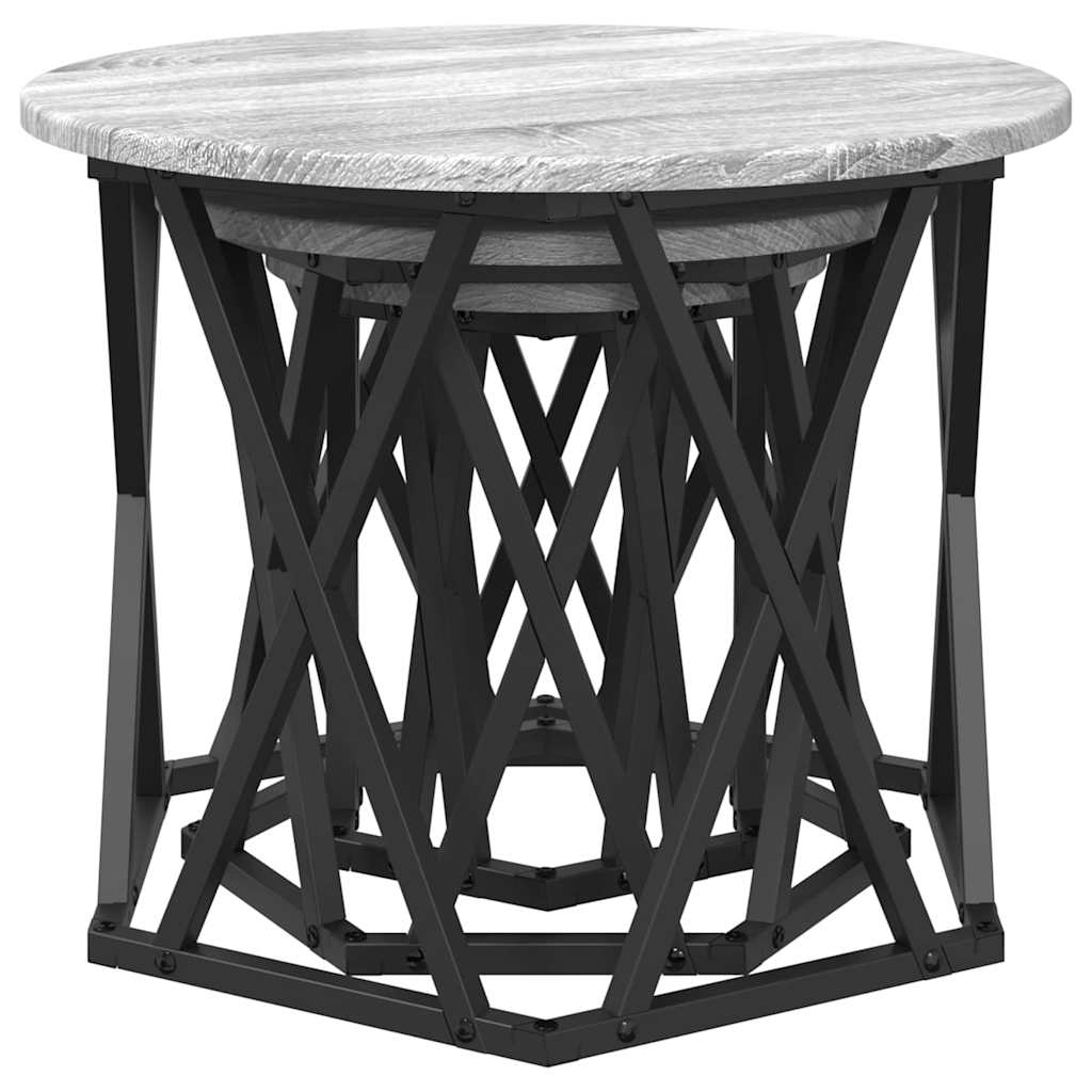 Nesting Side Table 3 pcs Grey Sonoma Engineered Wood and Steel