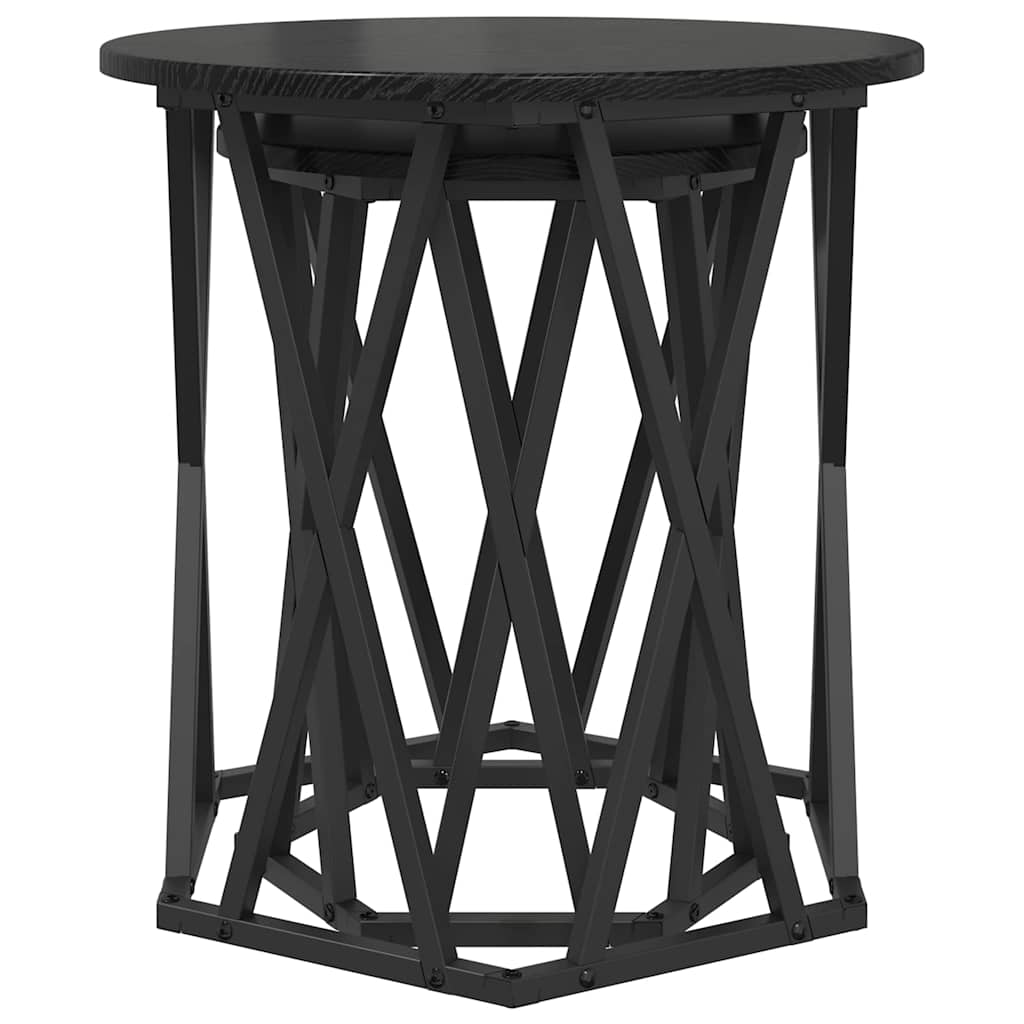 Coffee Table 2 pcs Black Oak Engineered Wood and Steel