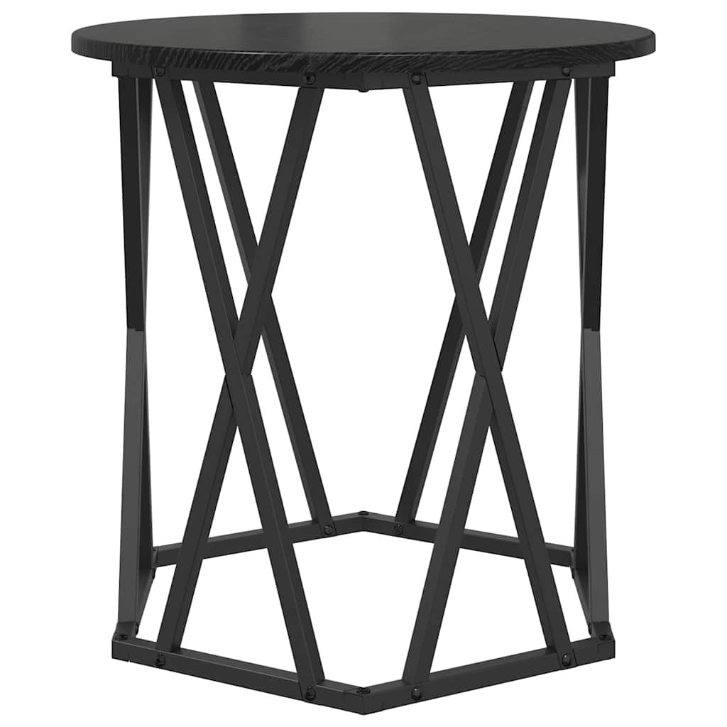 Coffee Table 2 pcs Black Oak Engineered Wood and Steel