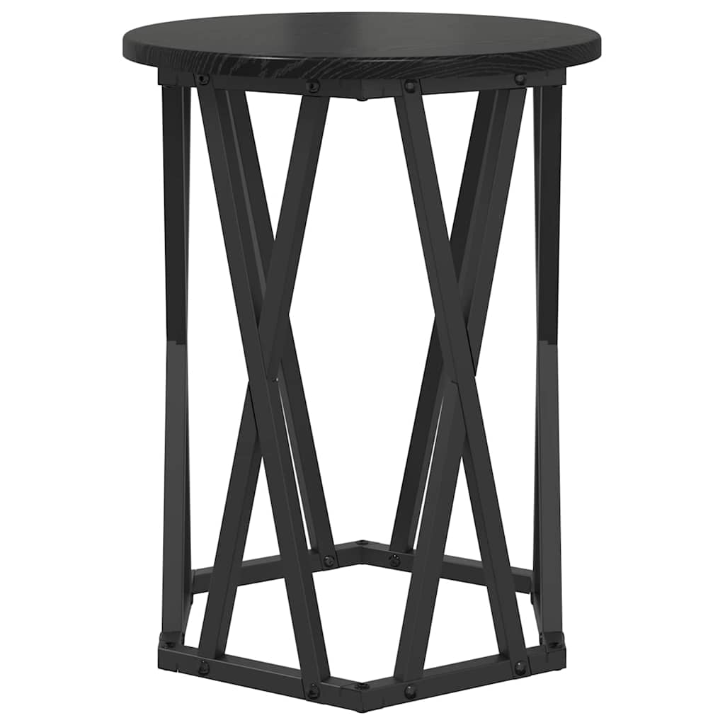 Coffee Table 2 pcs Black Oak Engineered Wood and Steel
