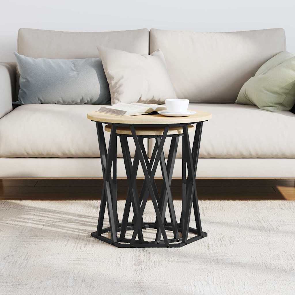 Coffee Table 2 pcs Sonoma Oak Engineered Wood and Steel