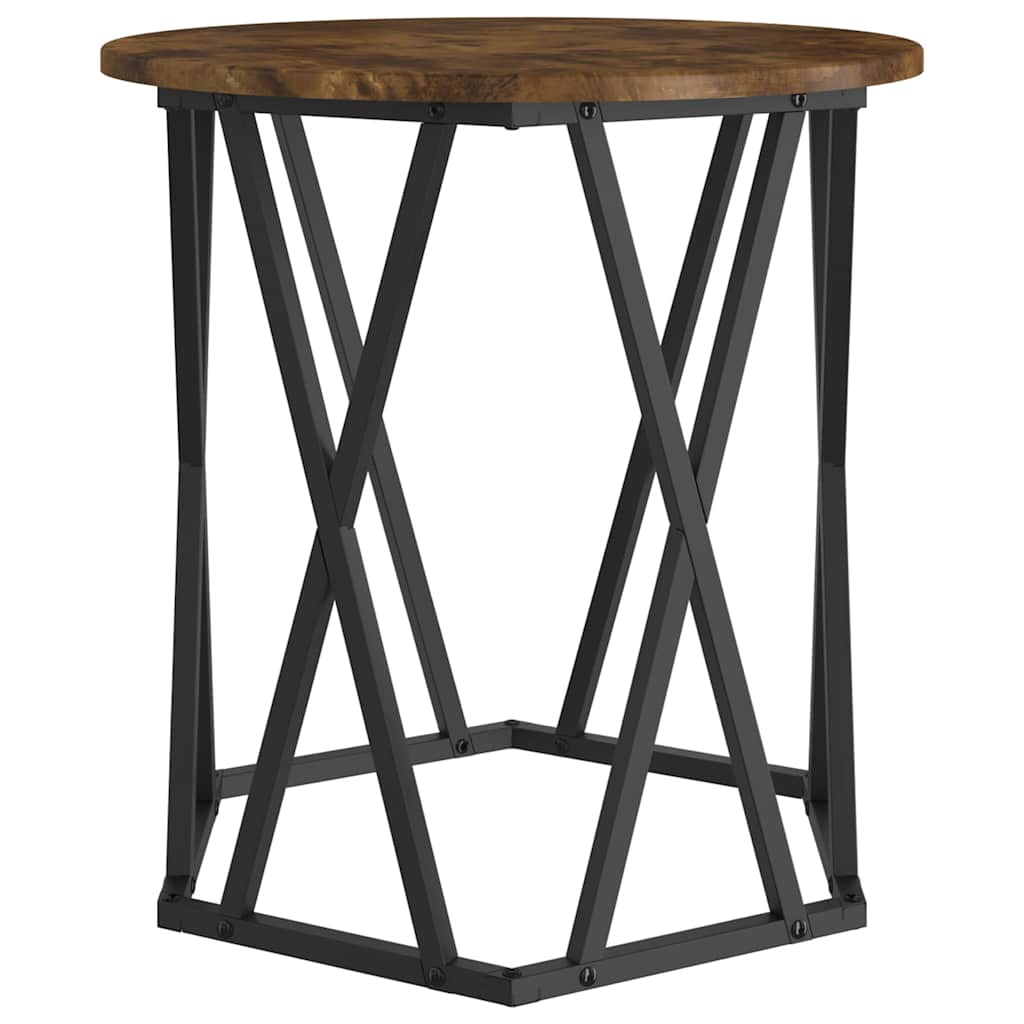 Coffee Table 2 pcs Smoked Oak Engineered Wood and Steel