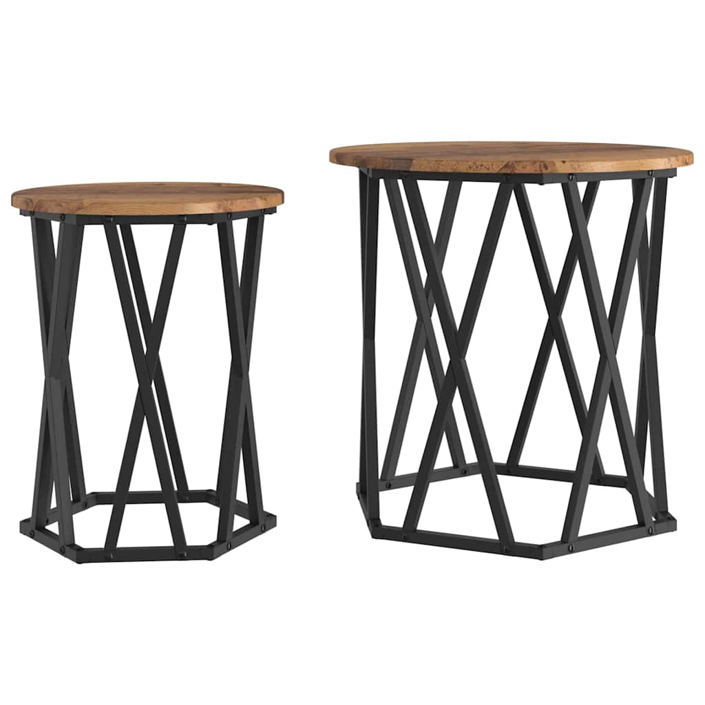 Coffee Table 2 pcs Old Wood Engineered Wood and Steel