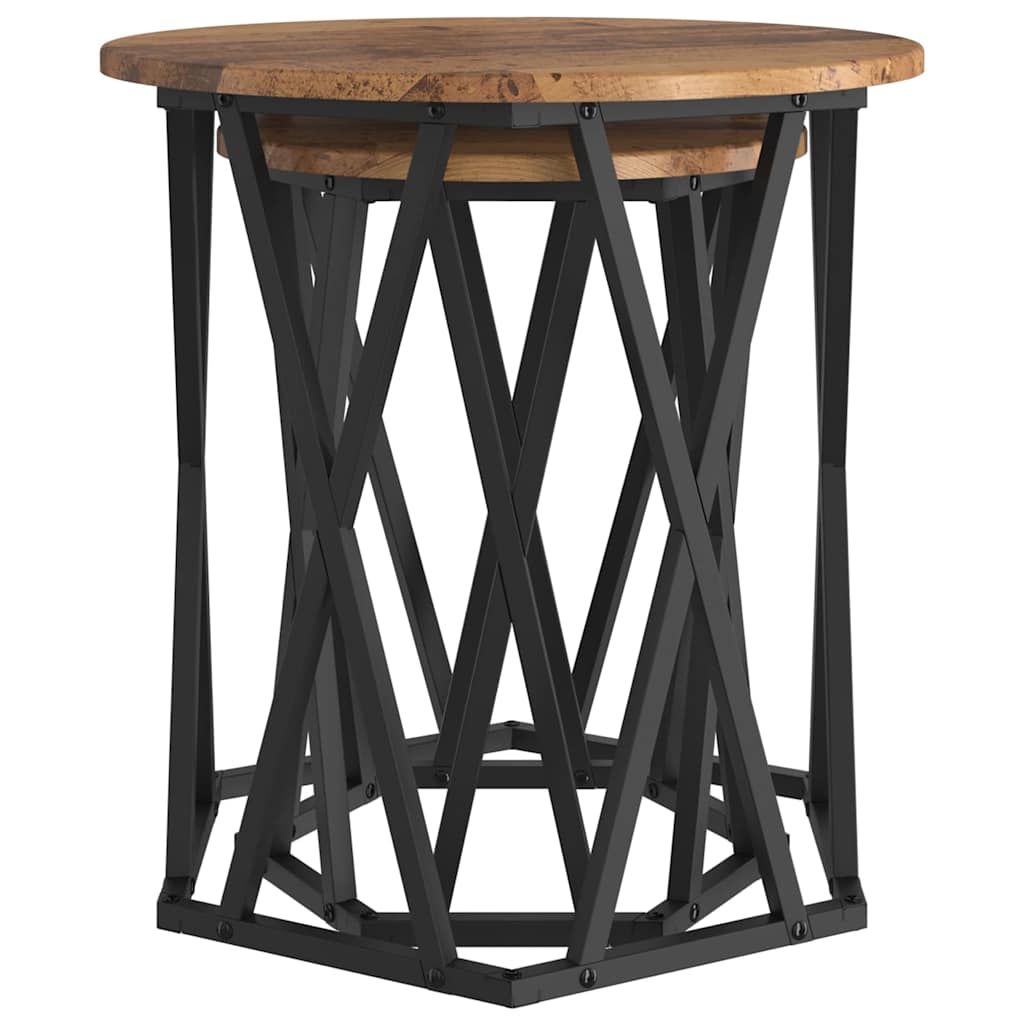 Coffee Table 2 pcs Old Wood Engineered Wood and Steel