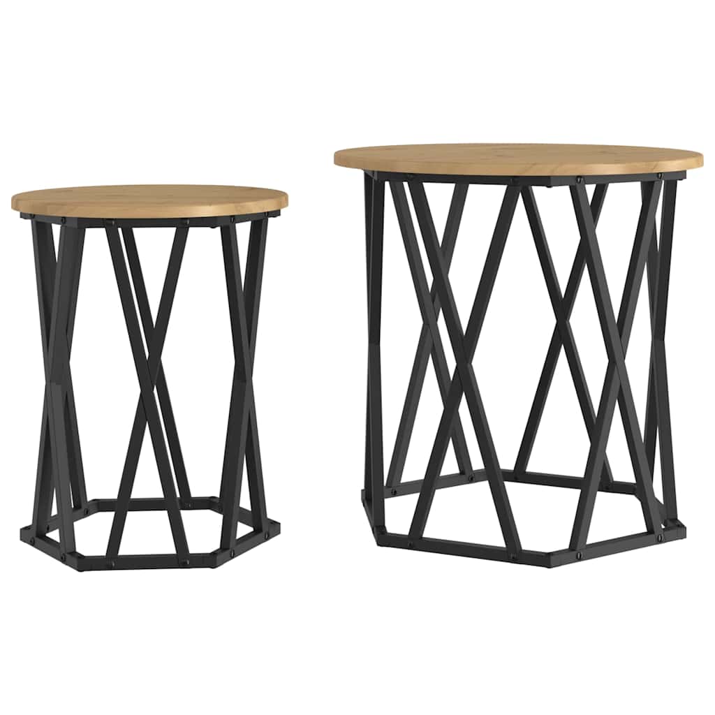Coffee Table 2 pcs Artisan Oak Engineered Wood and Steel