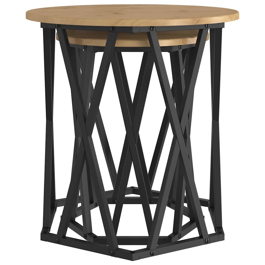 Coffee Table 2 pcs Artisan Oak Engineered Wood and Steel