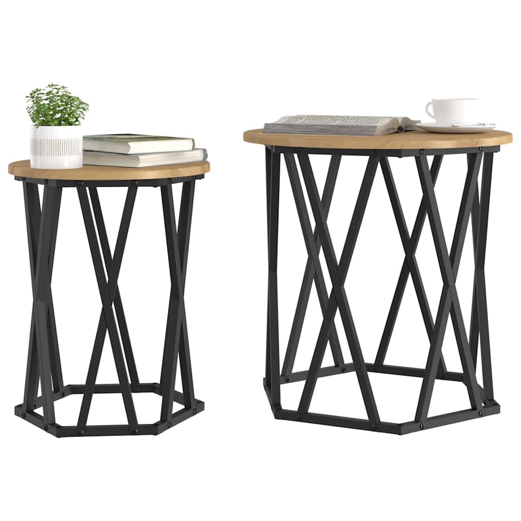 Coffee Table 2 pcs Artisan Oak Engineered Wood and Steel