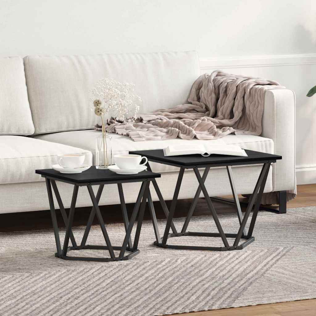 Side Table Set 2 pcs Black oak 50 x 50 x 40 cm