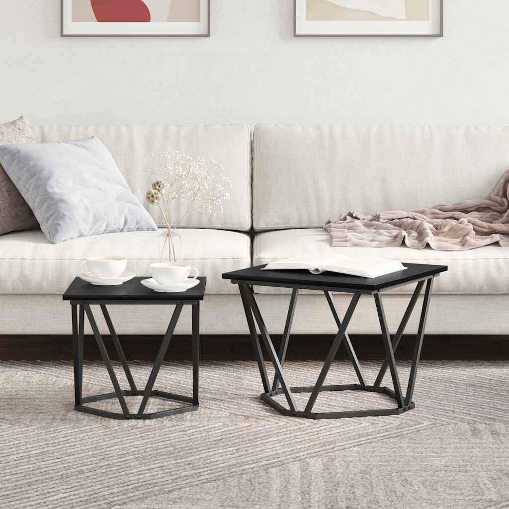 Side Table Set 2 pcs Black oak 50 x 50 x 40 cm