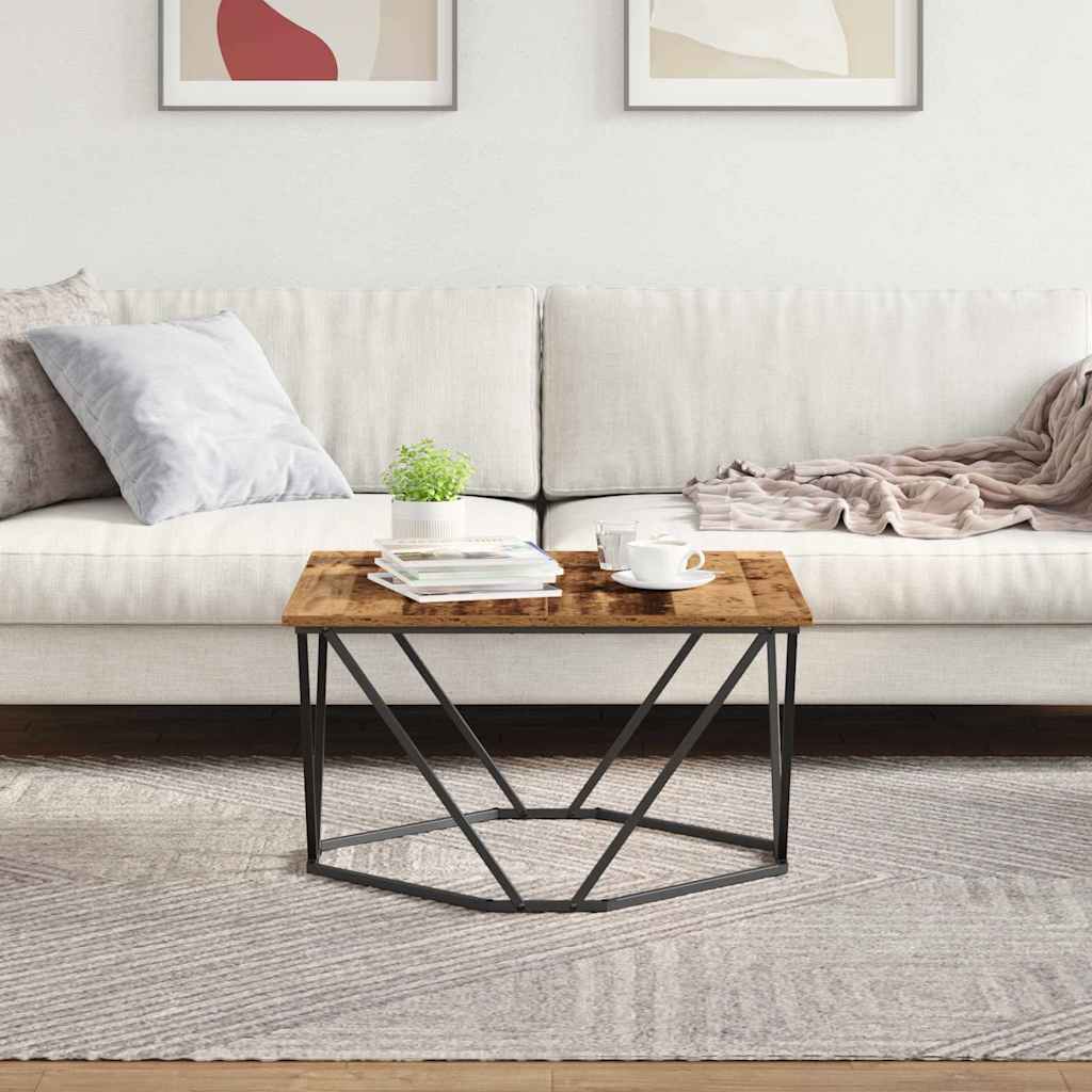Coffee Table Old Wood 80 x 80 x 45 cm Engineered Wood and Steel
