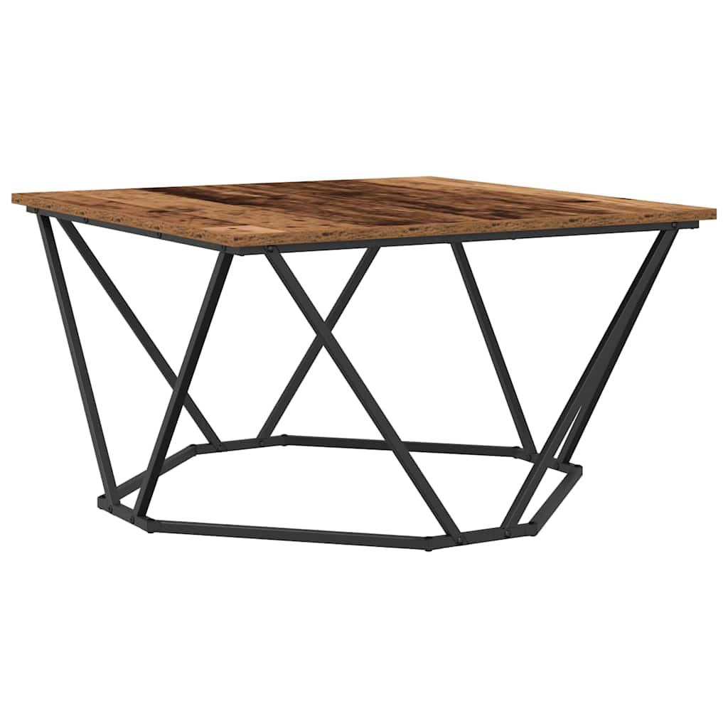Coffee Table Old Wood 80 x 80 x 45 cm Engineered Wood and Steel