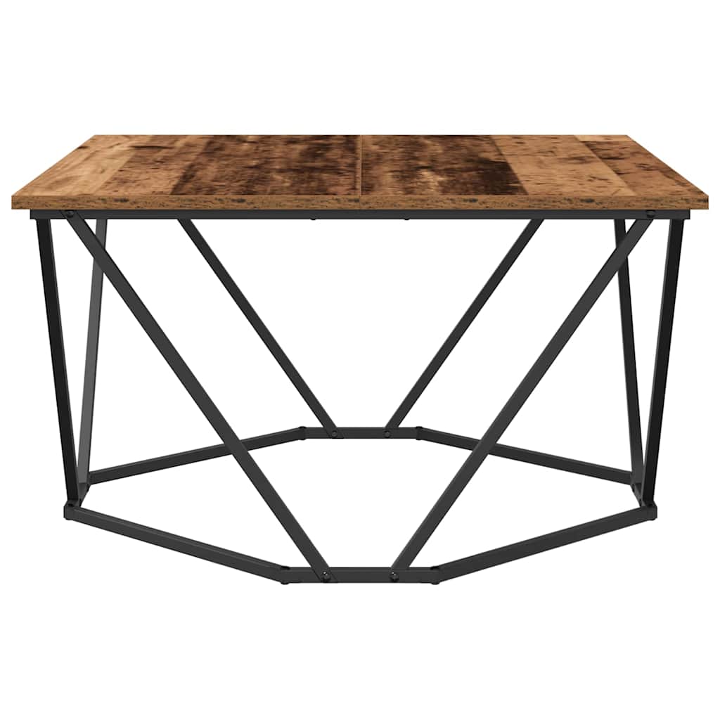 Coffee Table Old Wood 80 x 80 x 45 cm Engineered Wood and Steel