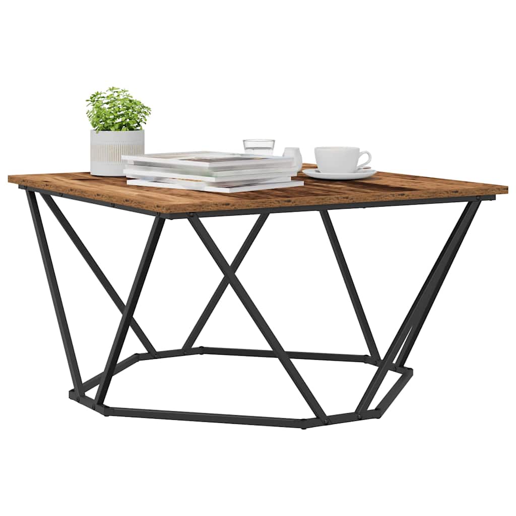 Coffee Table Old Wood 80 x 80 x 45 cm Engineered Wood and Steel
