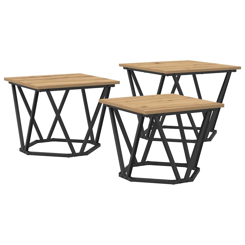Coffee Table 3 pcs Artisan Oak 50 x 50 x 40 cm