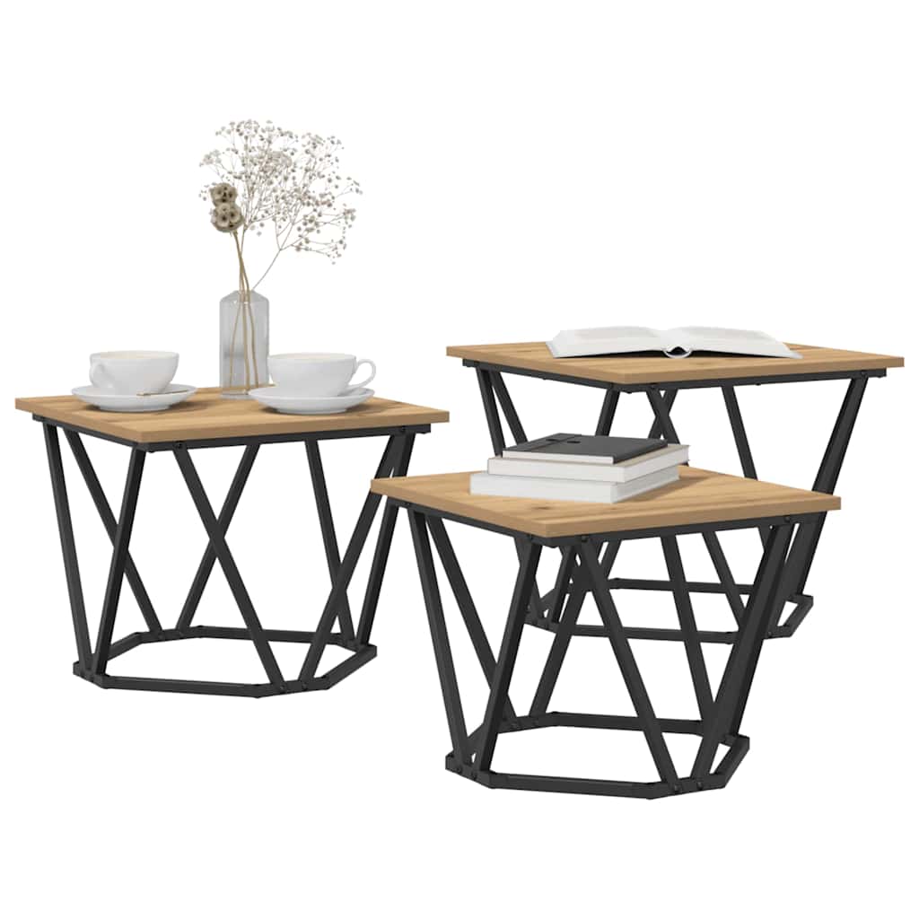 Coffee Table 3 pcs Artisan Oak 50 x 50 x 40 cm