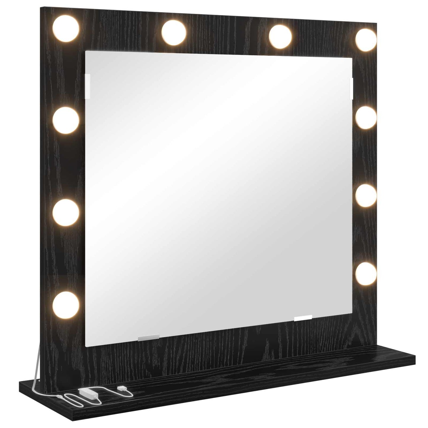 Vanity Mirror Rectangular with Mirror Black Oak 60 x 55 x 18 cm
