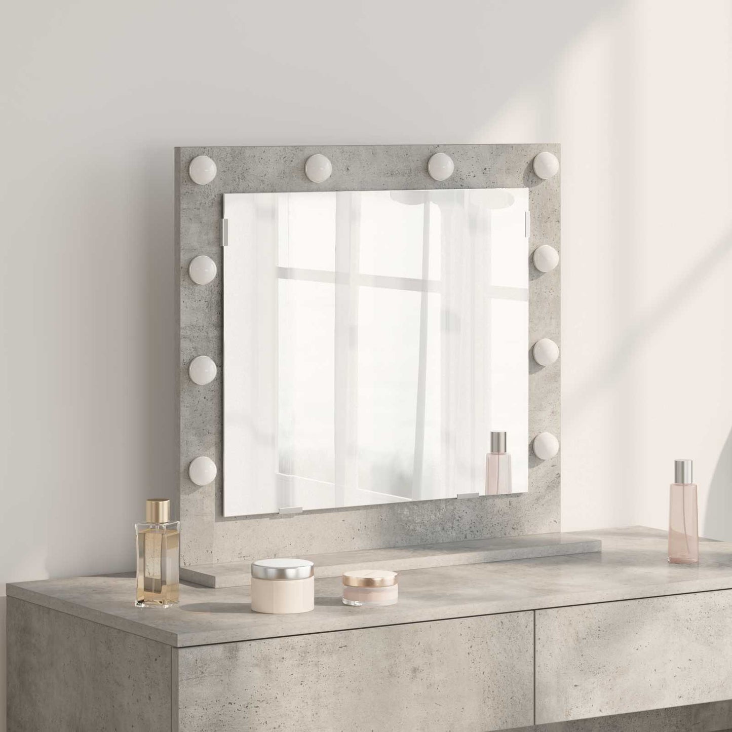 Vanity Mirror Concrete Grey 60 x 55 x 18 cm Rectangular