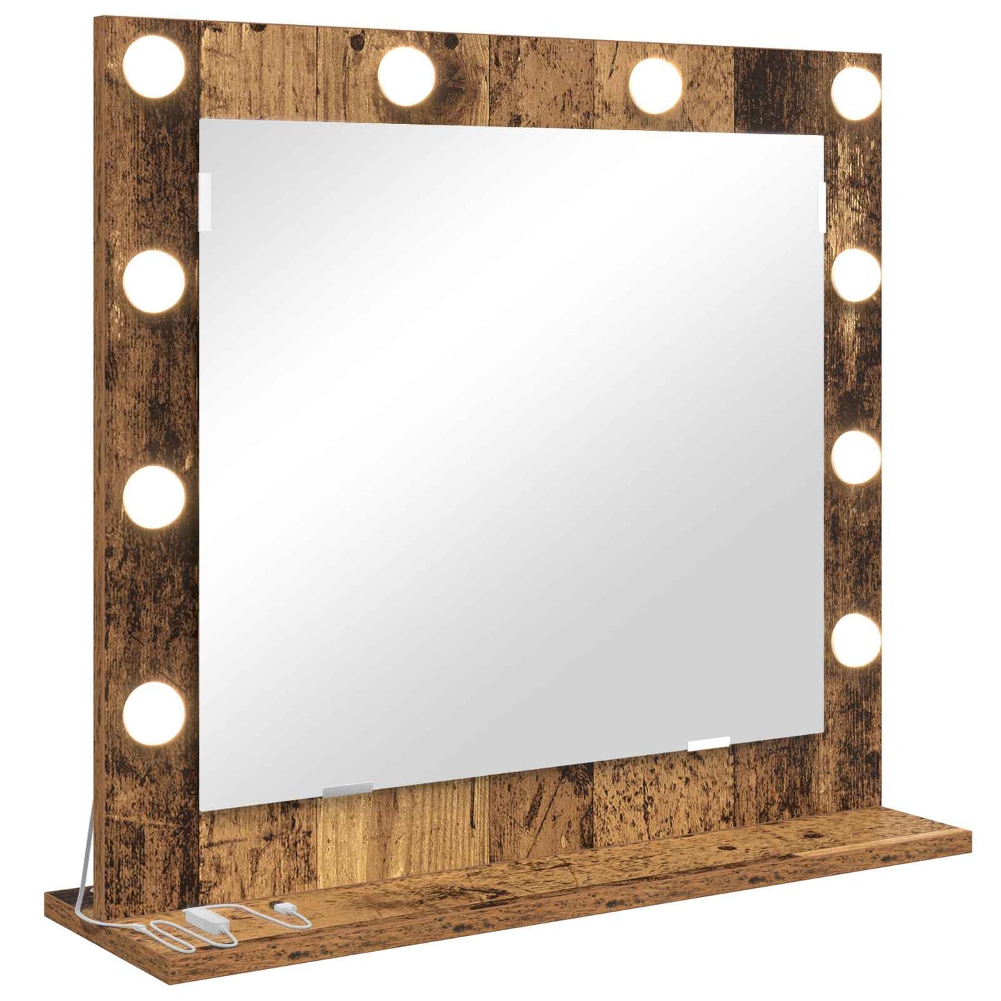 Vanity Mirror Rectangular with Mirror Old Wood 60 x 55 x 18 cm