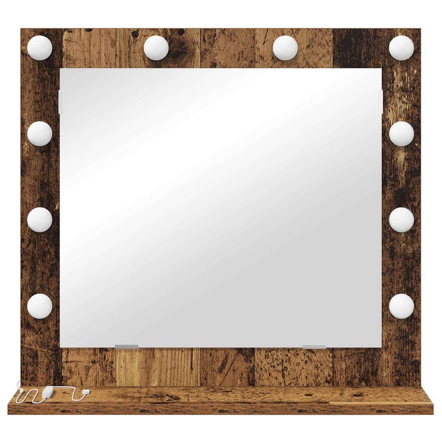 Vanity Mirror Rectangular with Mirror Old Wood 60 x 55 x 18 cm