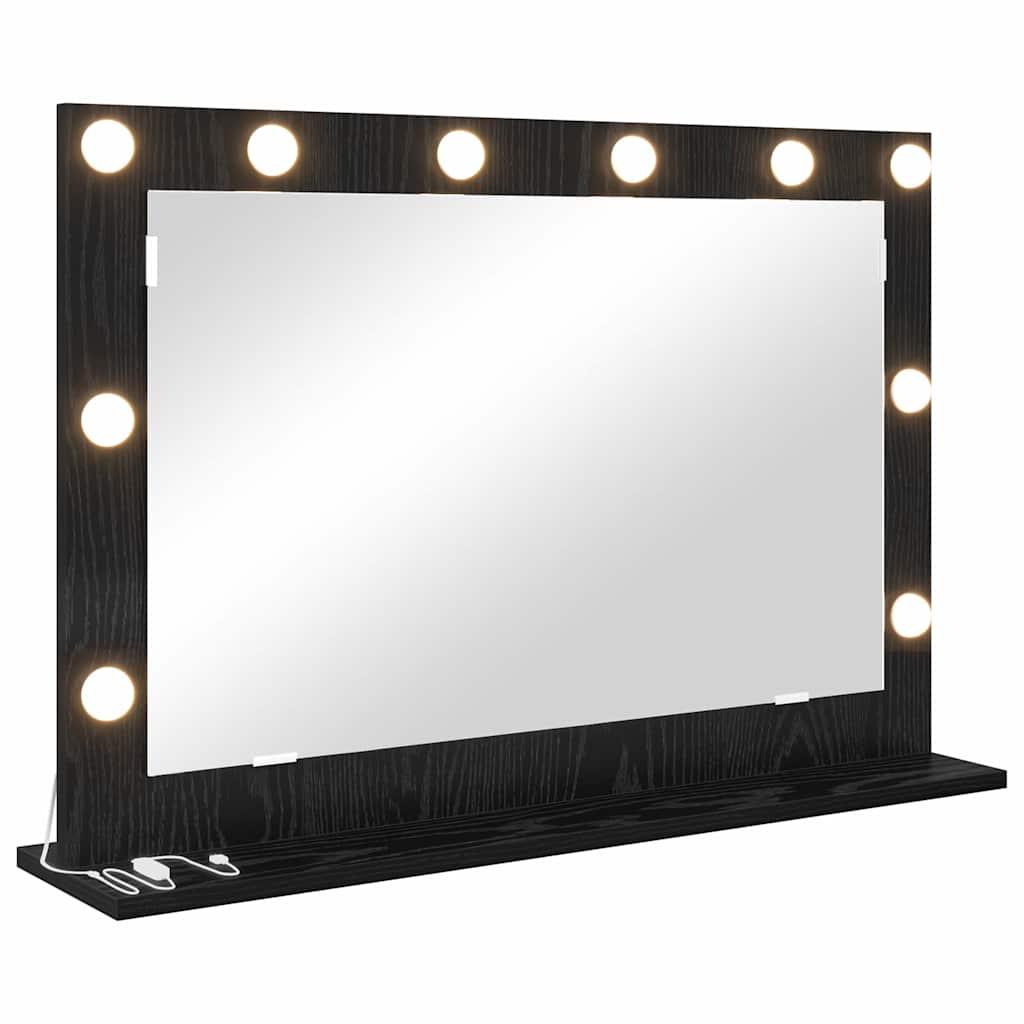 Vanity Mirror Rectangular with Mirror Black Oak 80 x 15 x 18 cm