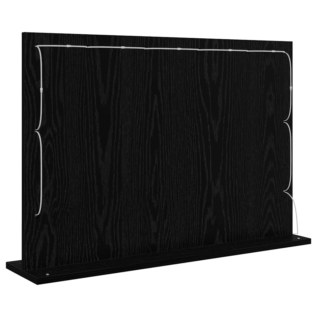 Vanity Mirror Rectangular with Mirror Black Oak 80 x 15 x 18 cm