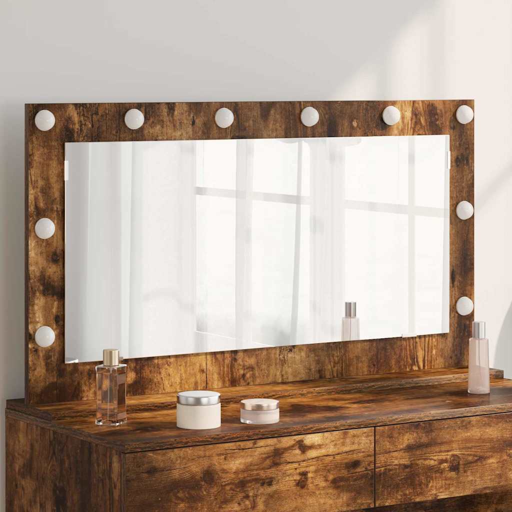 Vanity Mirror Smoked Oak 100 x 55 x 18 cm Rectangular