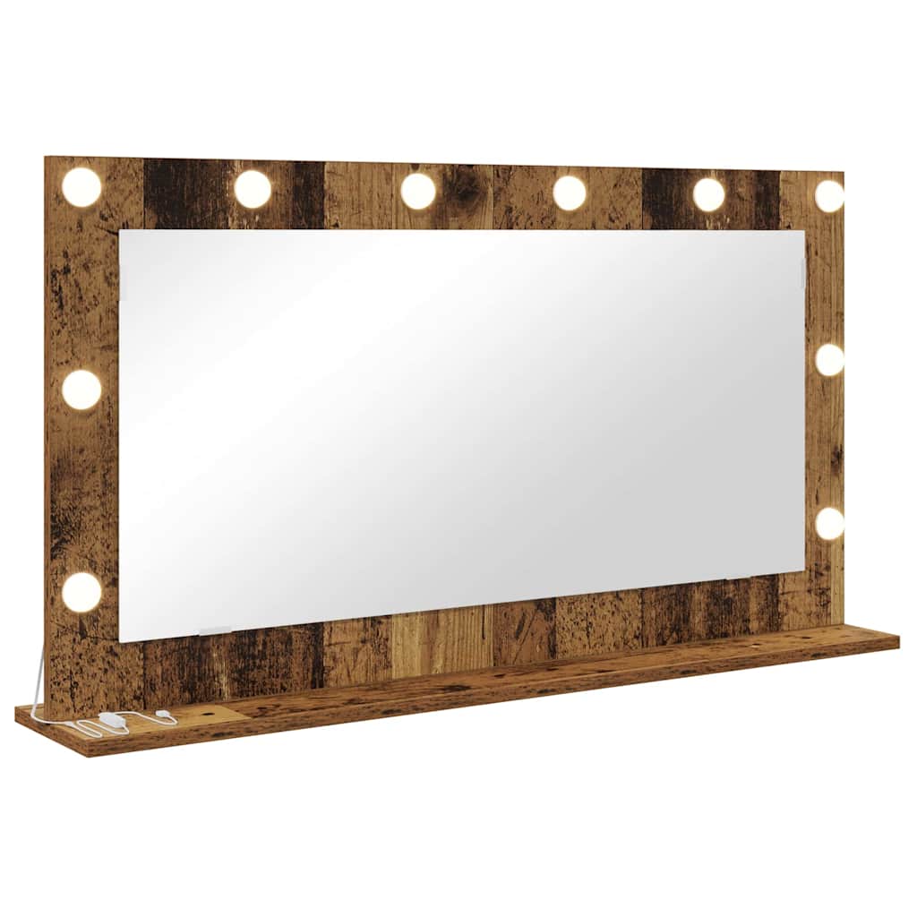 Vanity Mirror Rectangular with Mirror Old Wood 100 x 55 x 18 cm