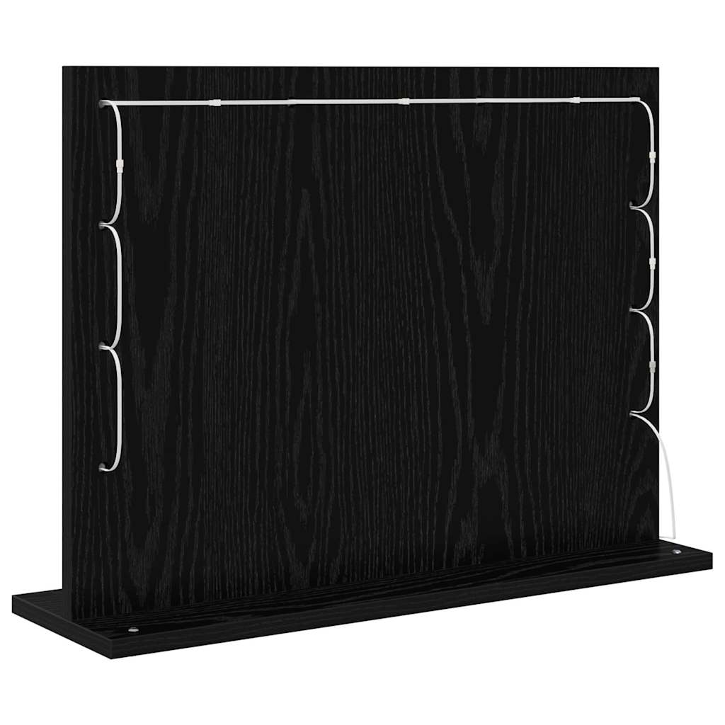Vanity Mirror Rectangular with Mirror Black Oak 60 x 45 x 18 cm