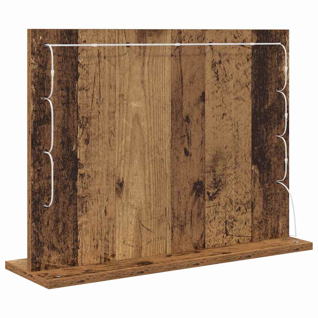Vanity Mirror Rectangular with Mirror Old Wood 60 x 45 x 18 cm
