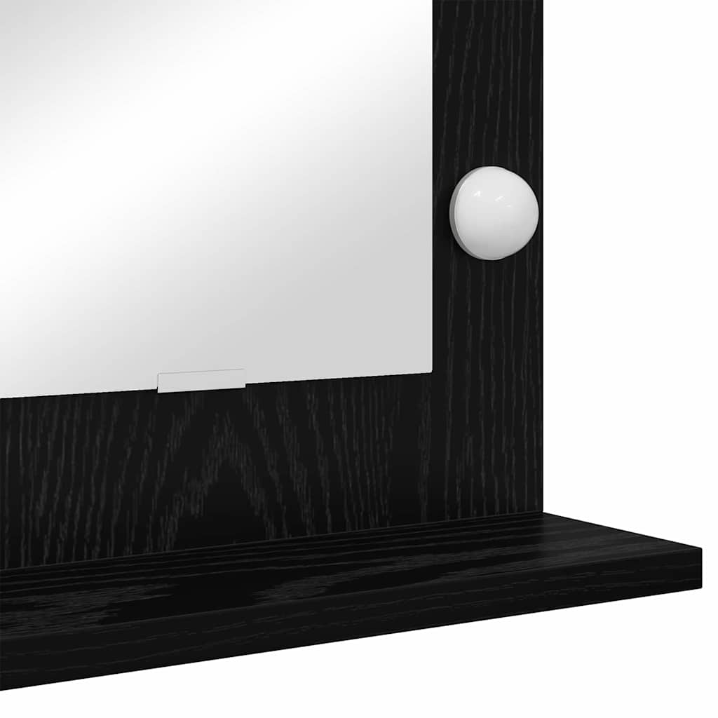 Vanity Mirror Rectangular with Mirror Black Oak 80 x 45 x 18 cm