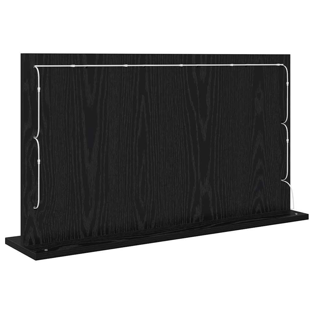 Vanity Mirror Rectangular with Mirror Black Oak 80 x 45 x 18 cm