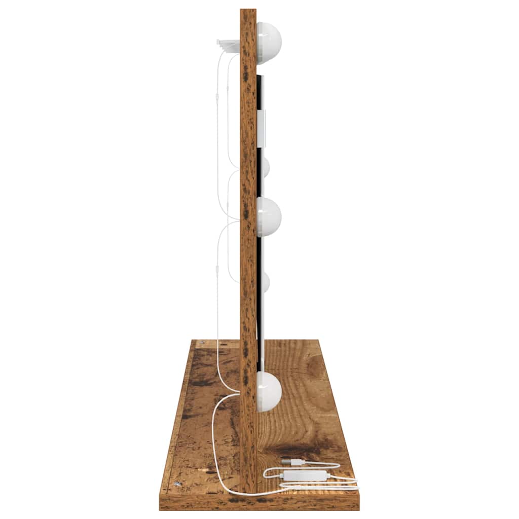 Vanity Mirror Rectangular with Mirror Old Wood 80 x 45 x 18 cm