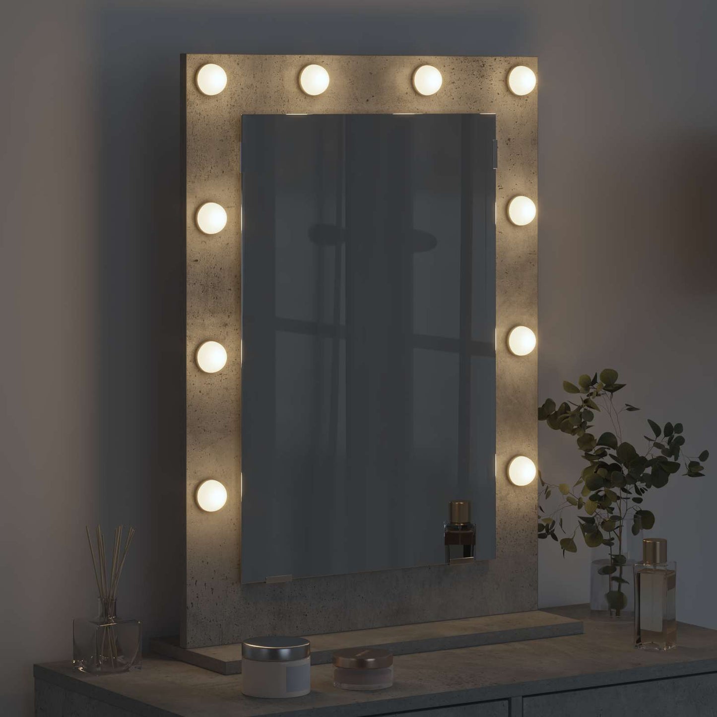 Vanity Mirror Rectangular Concrete Grey 70 x 50 x 18 cm