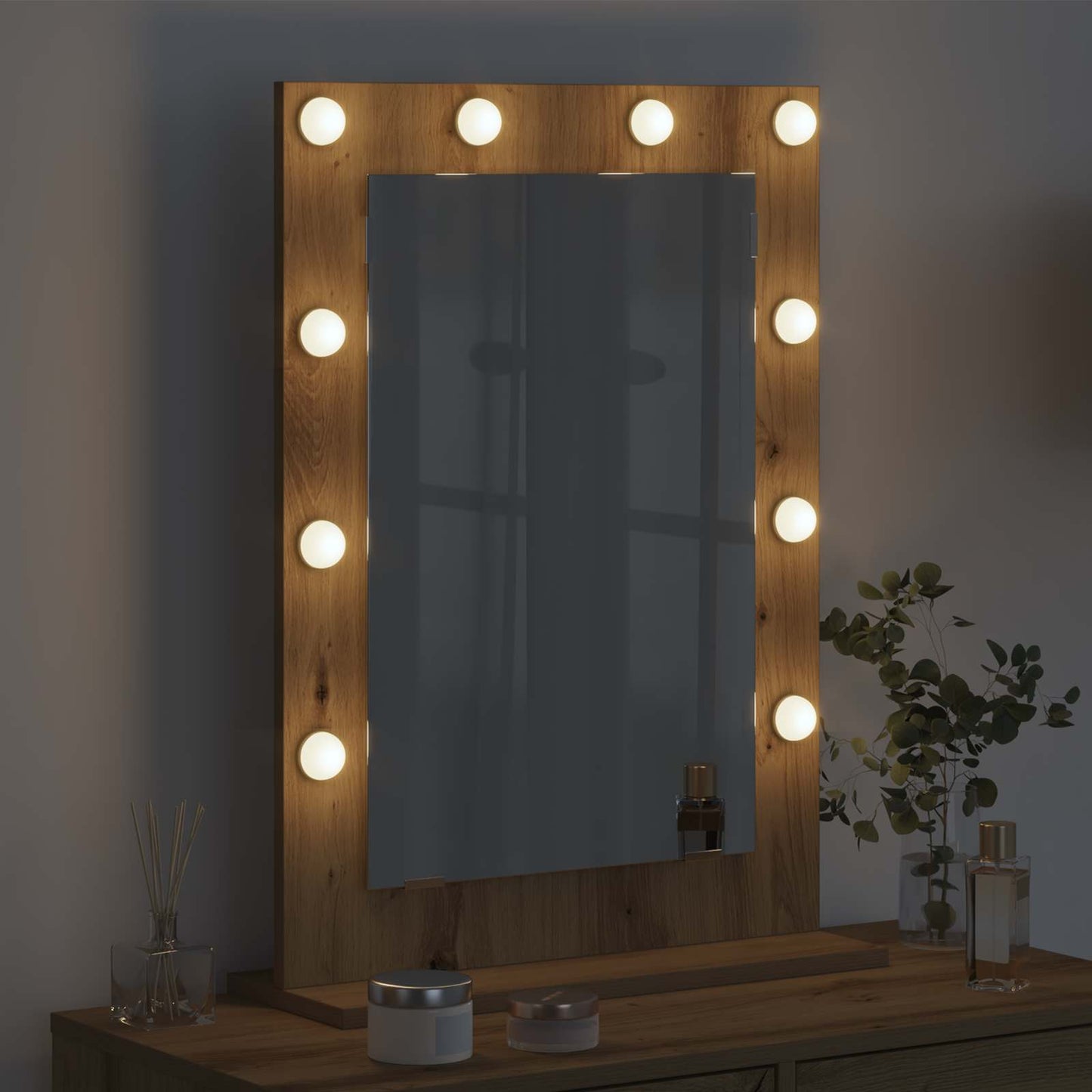Vanity Mirror Rectangular Artisan Oak 70 x 50 x 18 cm