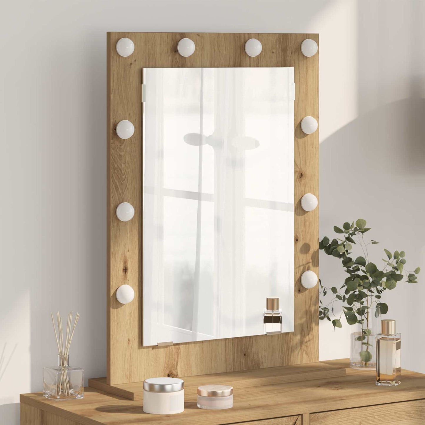 Vanity Mirror Rectangular Artisan Oak 70 x 50 x 18 cm