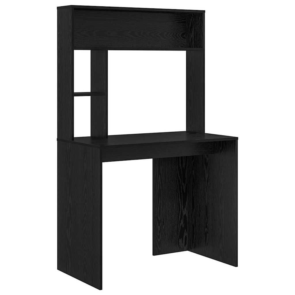 Desk with Shelf Black Oak 91 x 50 x 149 cm Engineered Wood