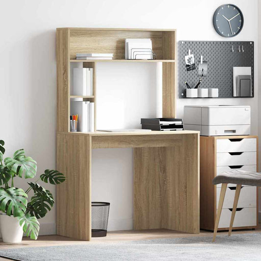 Desk with Shelf Sonoma Oak 91 x 50 x 149 cm Engineered Wood