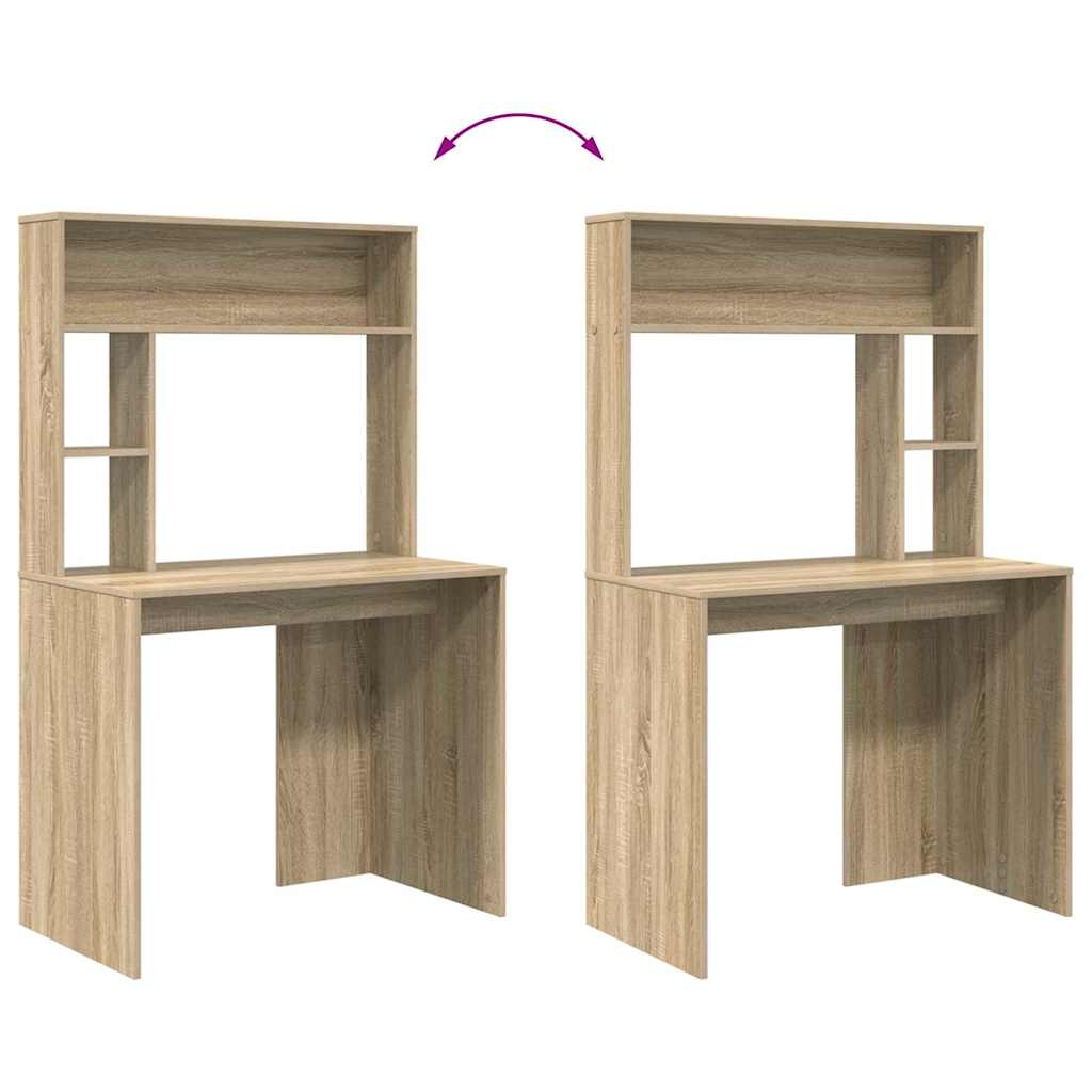 Desk with Shelf Sonoma Oak 91 x 50 x 149 cm Engineered Wood
