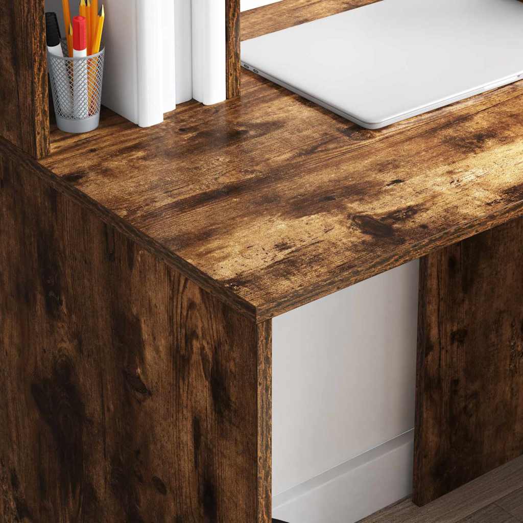 Desk Smoked Oak Engineered Wood 91 x 50 x 149 cm