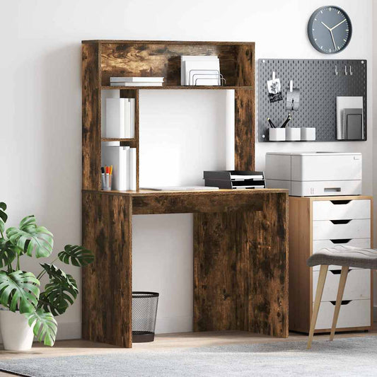 Desk Smoked Oak Engineered Wood 91 x 50 x 149 cm