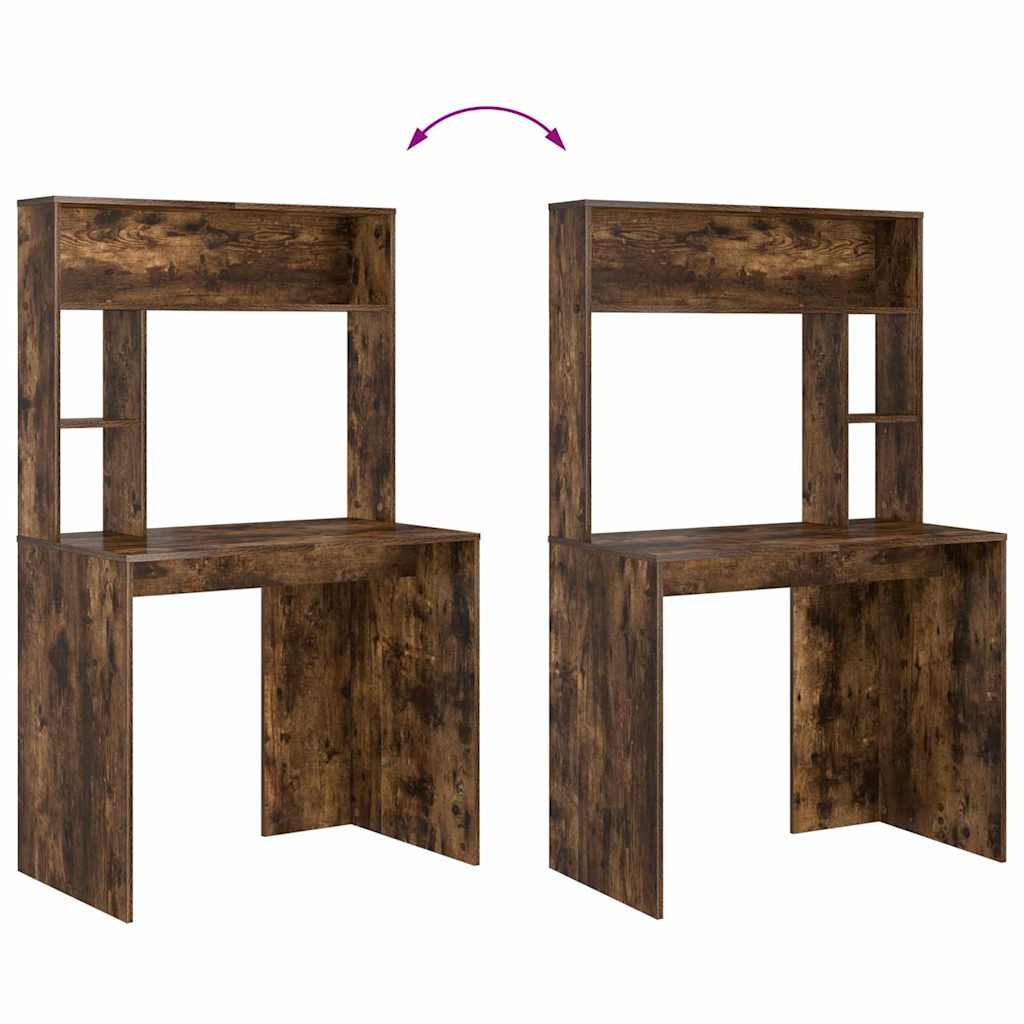 Desk Smoked Oak Engineered Wood 91 x 50 x 149 cm
