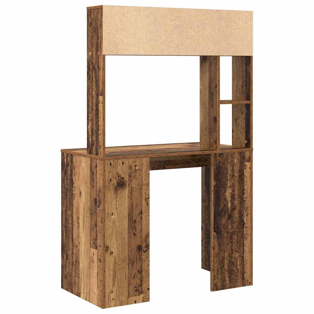 Desk with Shelf Old Wood 91 x 50 x 149 cm Engineered Wood