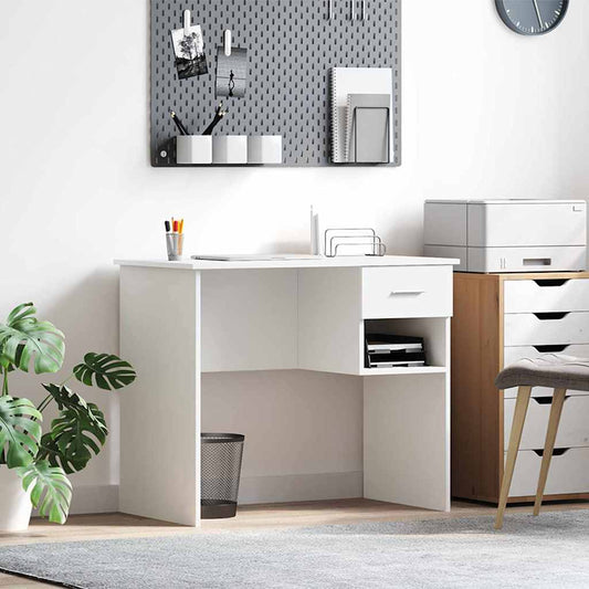 vidaXL Desk with Drawer White 90 x 49.5 x 75 cm Engineered wood