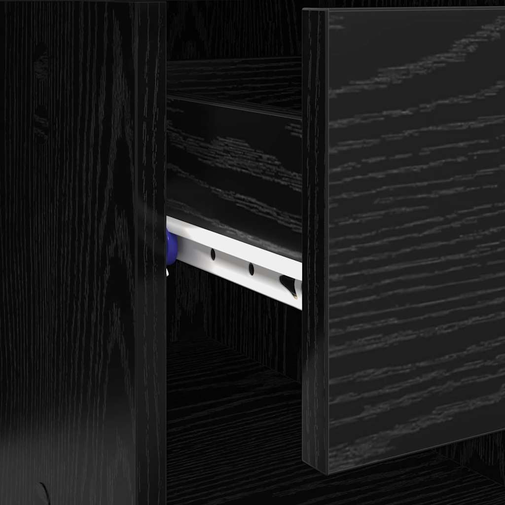 vidaXL Desk with Drawer Black oak 90 x 49.5 x 75 cm Engineered wood