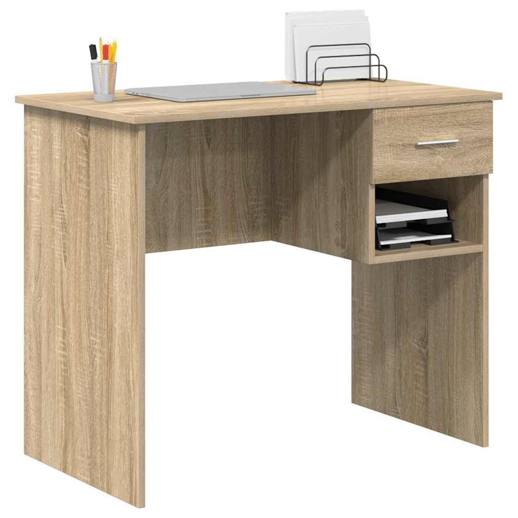 vidaXL Desk with Drawer Sonoma oak 90 x 49.5 x 75 cm Engineered wood