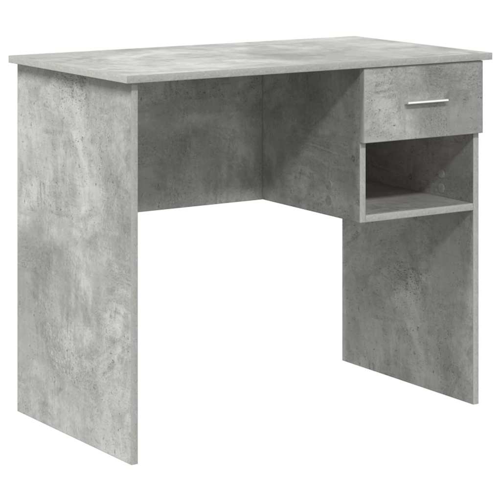 vidaXL Desk with Shelf Concrete grey 90 x 49.5 x 75 cm Engineered wood